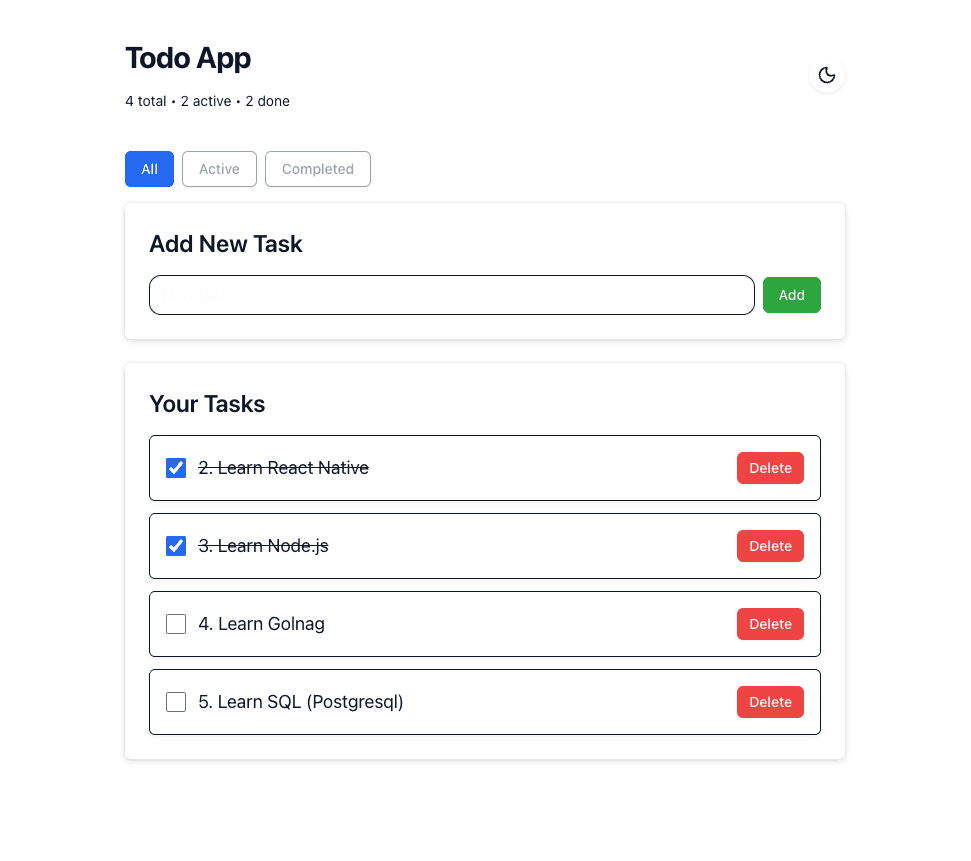 Small Todo Website Screenshot